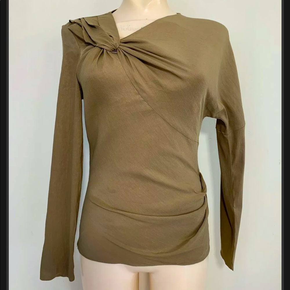 NWT XXL Zara Khaki Linen Top